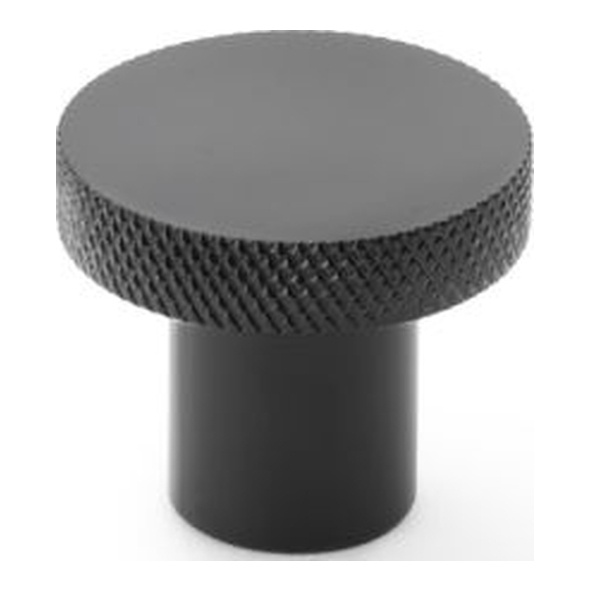 AW802-30-BL • 30mm • Black • Alexander & Wilks Hanover Knurled Circular Cupboard Knob