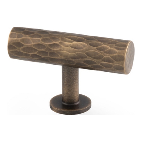 AW804-55-AB • 55mm • Antique Brass • Alexander & Wilks Leila Hammered T-Bar Cabinet Knob