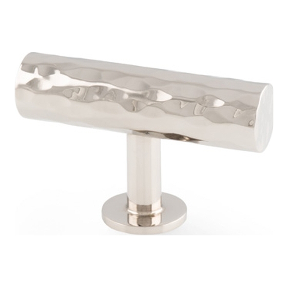 AW804-55-PN • 55mm • Polished Nickel • Alexander & Wilks Leila Hammered T-Bar Cabinet Knob