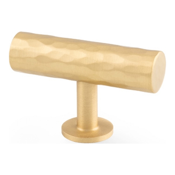 AW804-55-SB • 55mm • Satin Brass • Alexander & Wilks Leila Hammered T-Bar Cabinet Knob