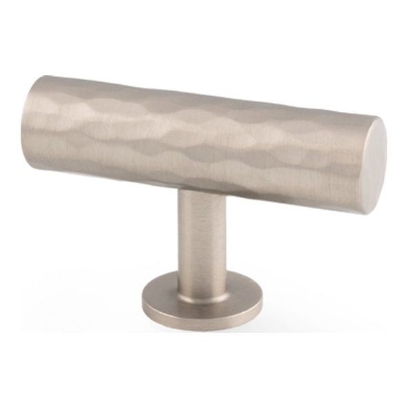 AW804-55-SN • 55mm • Satin Nickel • Alexander & Wilks Leila Hammered T-Bar Cabinet Knob