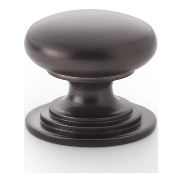 AW825-25-DBZ  25mm  Dark Bronze  Alexander & Wilks Waltz Round Cupboard Knob on Stepped Rose