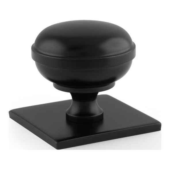 AW826-34-BL • 34mm • Black • Alexander & Wilks Quantock Cupboard Knob on Square Backplate