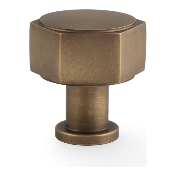 AW828-33-AB • Antique Brass • 33mm • Alexander & Wilks Vesper Hex Cabinet Knob