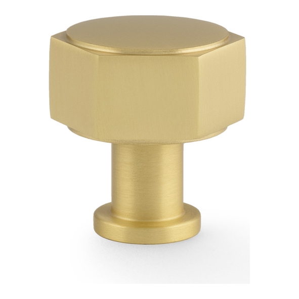 AW828-33-SB  Satin Brass  33mm  Alexander & Wilks Vesper Hex Cabinet Knob