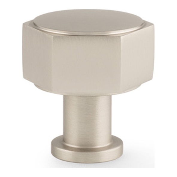 AW828-33-SN  Satin Nickel  33mm  Alexander & Wilks Vesper Hex Cabinet Knob