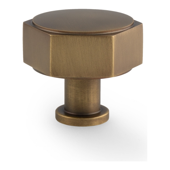 AW828-40-AB • Antique Brass • 40mm • Alexander & Wilks Vesper Hex Cabinet Knob