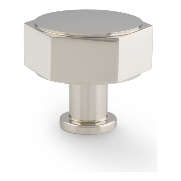 AW828-40-PN  Polished Nickel  40mm  Alexander & Wilks Vesper Hex Cabinet Knob