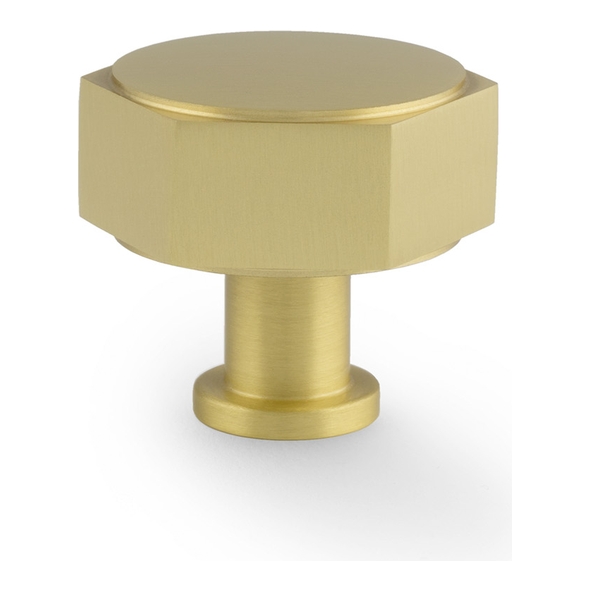 AW828-40-SB  Satin Brass  40mm  Alexander & Wilks Vesper Hex Cabinet Knob