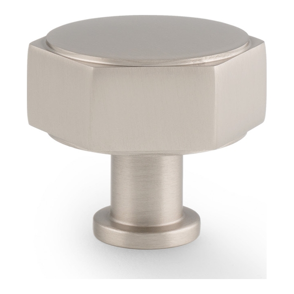 AW828-40-SN  Satin Nickel  40mm  Alexander & Wilks Vesper Hex Cabinet Knob