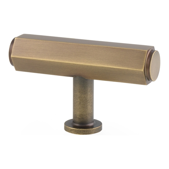 AW829-55-AB • Antique Brass • 55mm • Alexander & Wilks Vesper Hex T-Bar Cabinet Knob