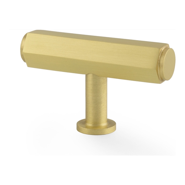 AW829-55-SB  Satin Brass  55mm  Alexander & Wilks Vesper Hex T-Bar Cabinet Knob