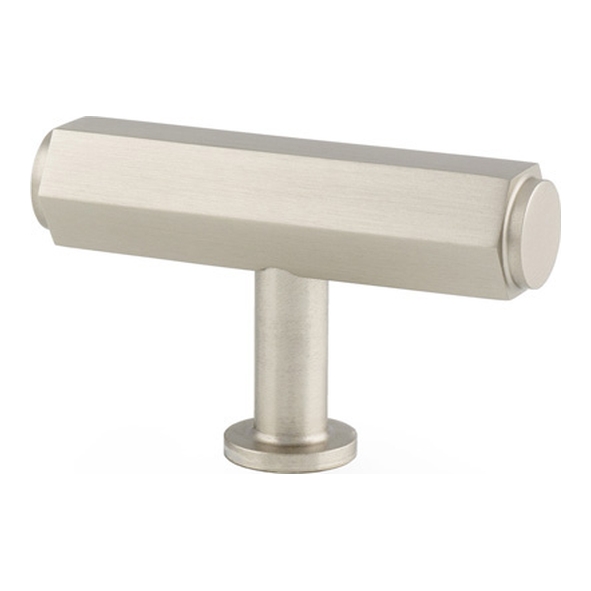 AW829-55-SN  Satin Nickel  55mm  Alexander & Wilks Vesper Hex T-Bar Cabinet Knob