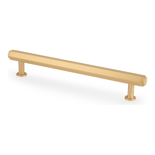 AW830-160-SB  Satin Brass  160mm c/c  Alexander & Wilks Vesper Hex T-Bar Cabinet Pull