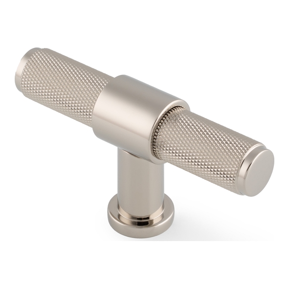 AW838-80-PNPVD � 80mm � Polished Nickel � Alexander & Wilks Kingston Knurled T-Bar Cabinet Knob