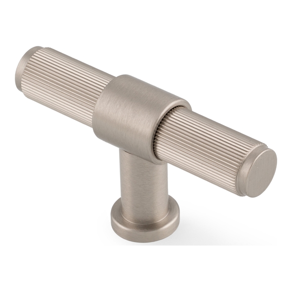 AW838R-80-SNPVD � 80mm � Satin Nickel � Alexander & Wilks Kingston Reeded T-Bar Cabinet Knob