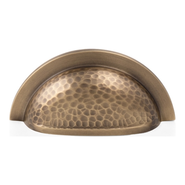 AW912AB  76mm c/c  Antique Brass  Alexander & Wilks Bardom Hammered Ridged Cup Pull Handle