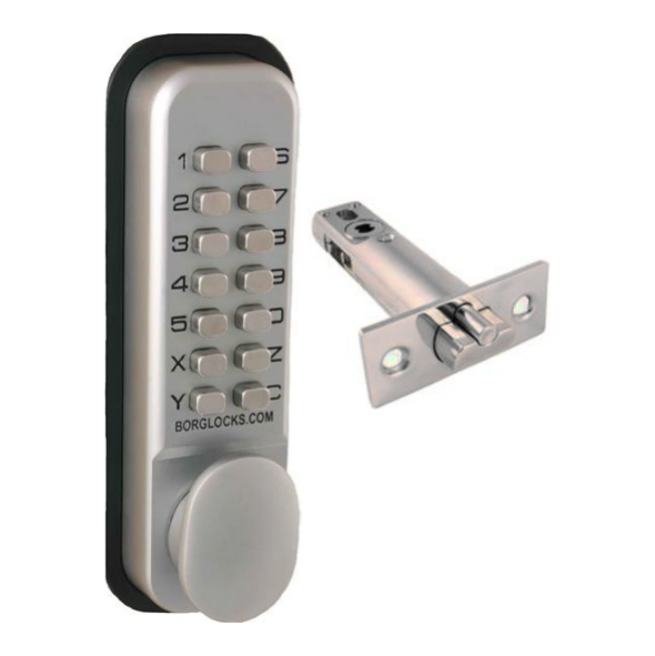 2001-SC  Satin Chrome  Medium Duty Mechanical Digital Lock With Knob Handles