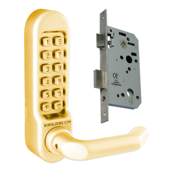 5003-PB  Polished Brass  Medium Duty Mechanical Digital Lock With Levers and Sashlock
