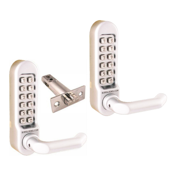 5051-CP  Polished Chrome  Medium Duty Mechanical Digital Lock Pair With Lever Handles