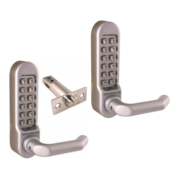 5051-SS  Satin Stainless  Medium Duty Mechanical Digital Lock Pair With Lever Handles