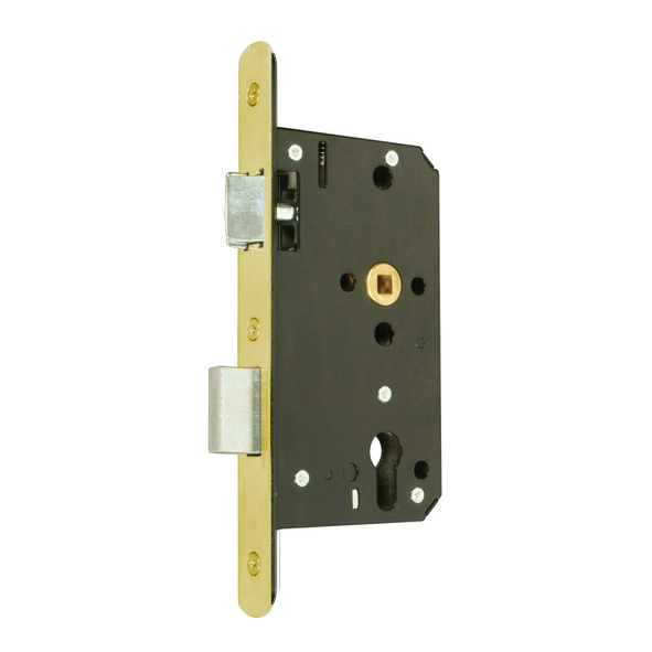 217.09205.306  090mm [060mm]  Radiused  Satin Brass  Heavy Architectural Euro Standard Sashlock Case