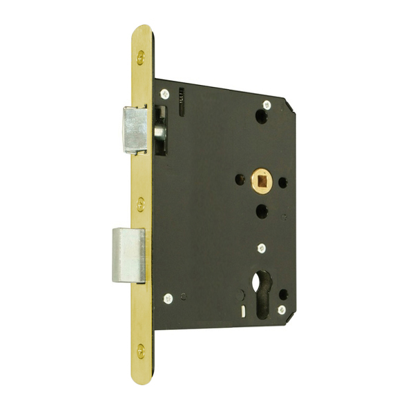 217.20205.306  110mm [080mm]  Radiused  Satin Brass  Heavy Architectural Euro Standard Sashlock Case