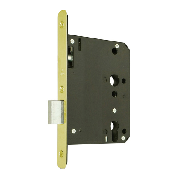 212.20035.306  110mm [080mm]  Radiused  Satin Brass  Heavy Architectural Euro Standard Deadlock Case