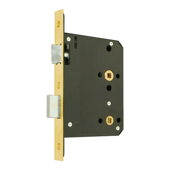 274.20300.306  110mm [080mm]  Square  Satin Brass  Heavy Architectural Euro Standard Bathroom Lock