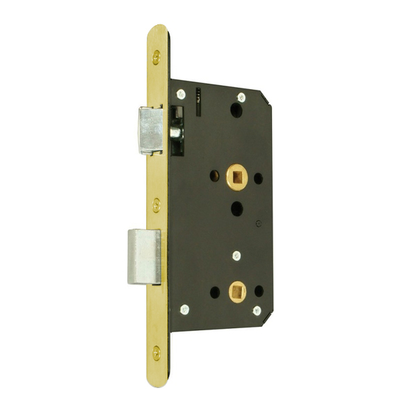 274.09305.306  090mm [060mm]  Radiused  Satin Brass  Heavy Architectural Euro Standard Bathroom Lock