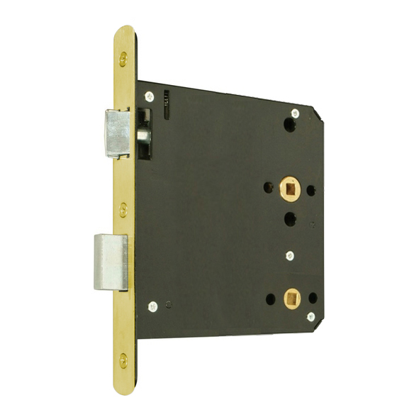 274.40305.306  130mm [100mm]  Radiused  Satin Brass  Heavy Architectural Euro Standard Bathroom Lock