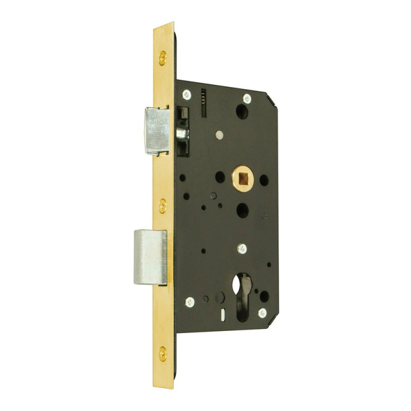 231.09230.306  090mm [060mm]  Square  Satin Brass  Heavy Architectural Euro Standard Escape Sashlock Case