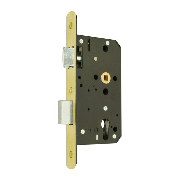 231.09235.306  090mm [060mm]  Radiused  Satin Brass  Heavy Architectural Euro Standard Escape Sashlock Case