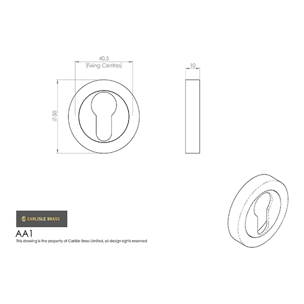 AA1SC • Satin Chrome • Carlisle Brass Round Euro Cylinder Escutcheon