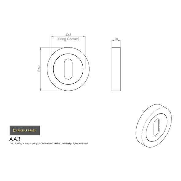 AA3 • Polished Brass • Carlisle Brass Round Mortice Key Escutcheon