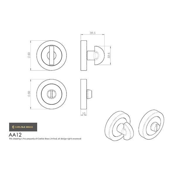 AA12SC • Satin Chrome • Carlisle Brass Bathroom Turn With Release
