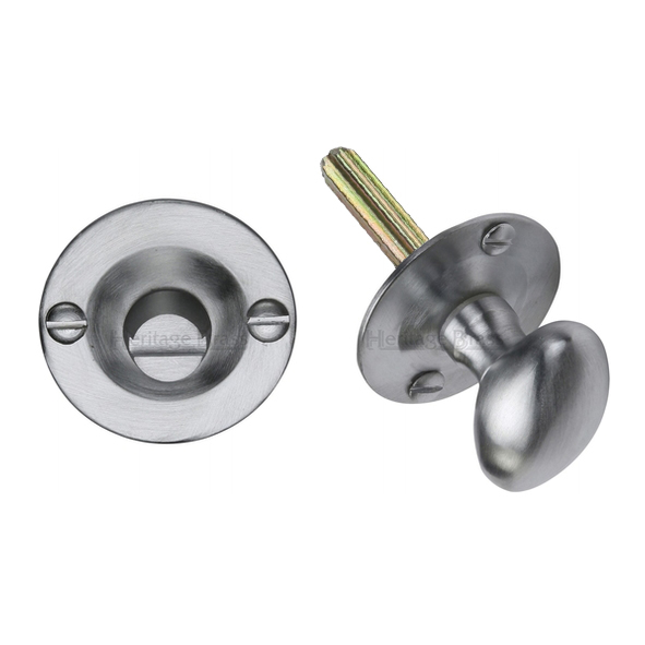 AA32SC • Satin Chrome • Carlisle Brass Small Victorian Bathroom Turn And Release With Spline Spindle