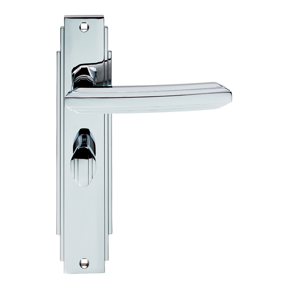 ADR013CP • Bathroom [57mm] • Polished Chrome • Carlisle Brass Art Deco Levers On Backplates