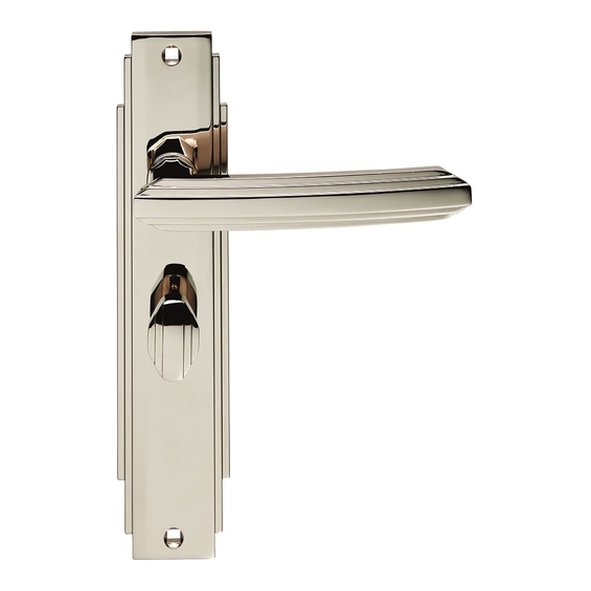 ADR013SN • Bathroom [57mm] • Satin Nickel • Carlisle Brass Art Deco Levers On Backplates
