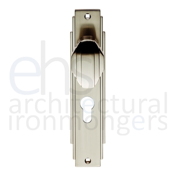 ADR021YSN • Euro Cylinder [47.5mm] • Satin Nickel • Carlisle Art Deco Knob On Backplate