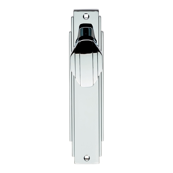 ADR022CP • Long Plate Latch • Polished Chrome • Carlisle Art Deco Knob On Backplate