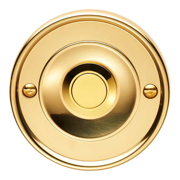 AQ30 • 64mm Ø x 6mm • Polished Brass • Carlisle Brass Victorian Round Bell Push