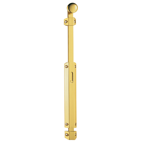 AQ82EX • 152 x 302 x 36mm • Polished Brass • Carlisle Brass Extended Universal Slide Action Surface Bolt