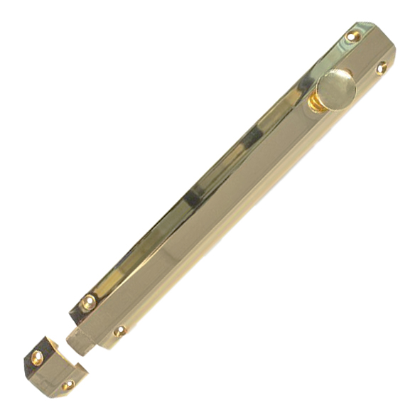 AQ84 • 254 x 36mm • Polished Brass • Carlisle Brass Universal Slide Action Surface Bolt