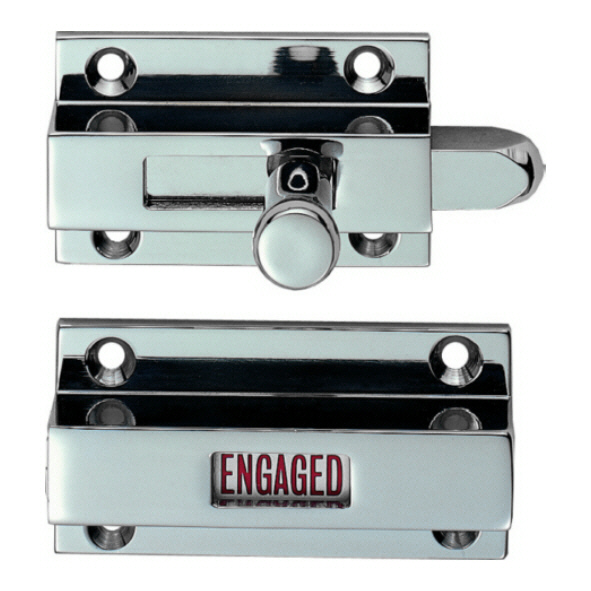 BR35CP • Polished Chrome • Carlisle Brass Cubicle Slide Bolt With Indicator