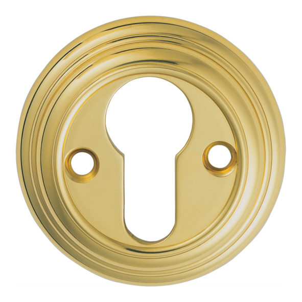 DK1 • Polished Brass • Delamain Euro Cylinder Escutcheons