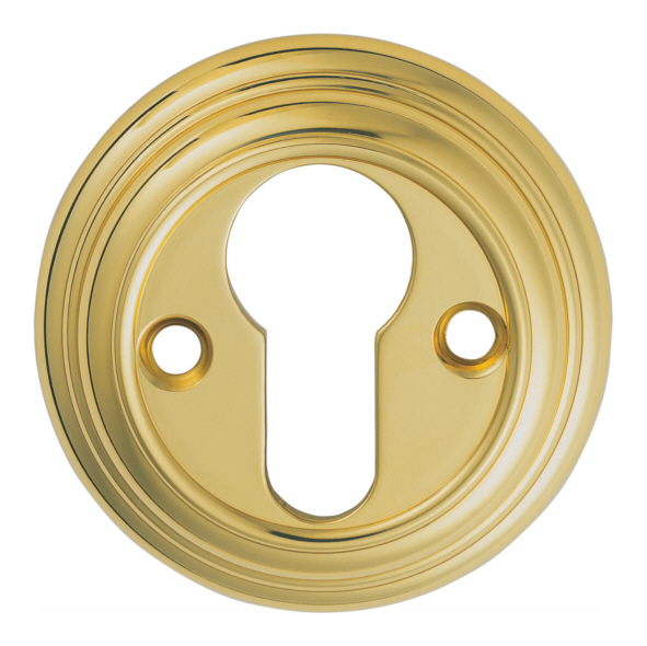 DK1  Polished Brass  Delamain Euro Cylinder Escutcheons