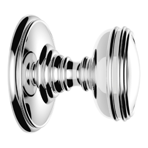 DK35CCP • Polished Chrome • Delamain Edged Mortice Knobs On Concealed Fix Round Roses