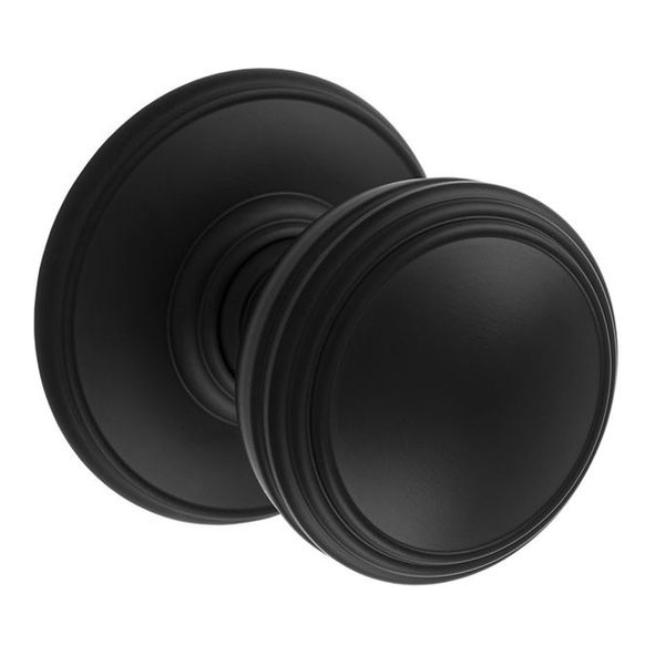 DK35CMB • Matt Black • Delamain Edged Mortice Knobs On Concealed Fix Round Roses