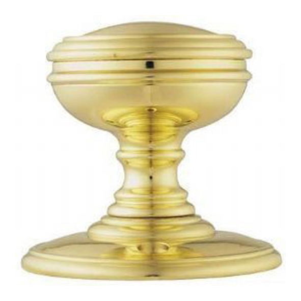DK35C • Polished Brass • Delamain Edged Mortice Knobs On Concealed Fix Round Roses